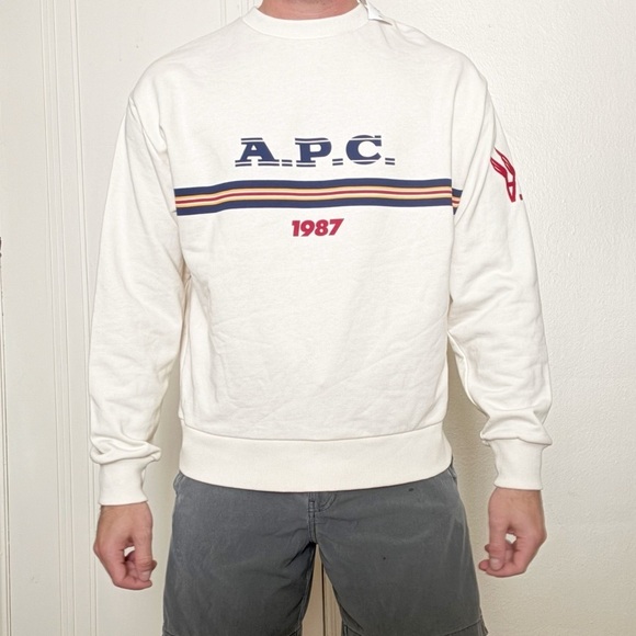 A.P.C.Men’s Off White Adam Sweatshirt Size XS Logo New - Picture 1 of 9